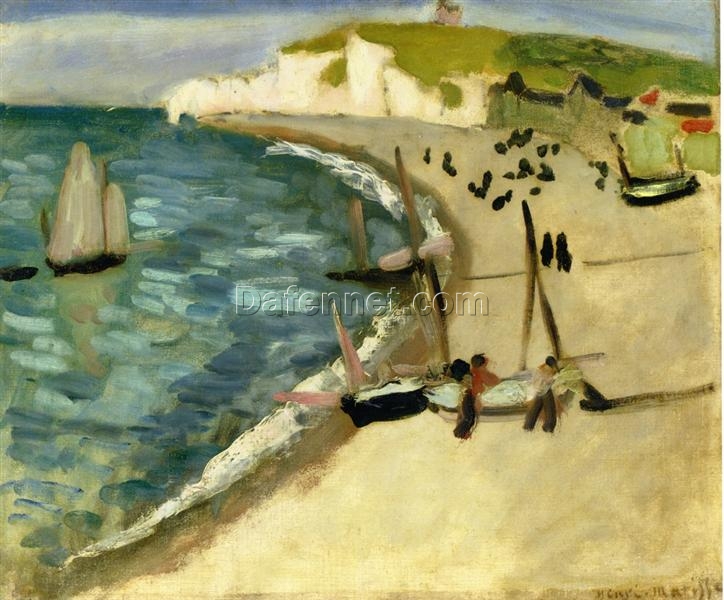 Custom Oil Painting Inspired by Henri Matisse – ‘Aht Amont Cliffs at Etretat’ (1920) – Post-Impressionist Landscape on Canvas