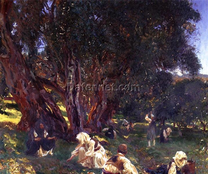 John Singer Sargent Oil Painting – Albanian Olive Pickers, 1909, Impressionist Genre Painting