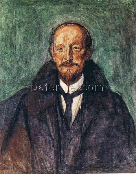 Hand-Painted Edvard Munch ‘Albert Kollmann’ Oil Painting – Expressionist Portrait Art on Canvas from Dafen Village Studio