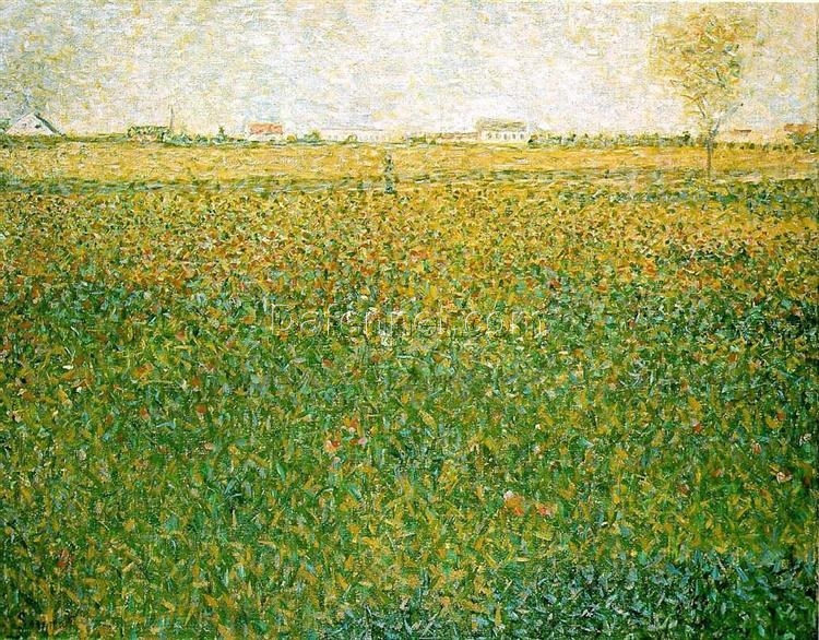 Alfalfa, St. Denis by Georges Seurat – Pointillism Landscape Oil Painting Reproduction