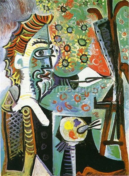 Oil Painting Inspired by Picasso’s Surrealism – ‘An Artist’ (Le peintre) (1963) Portrait on Canvas