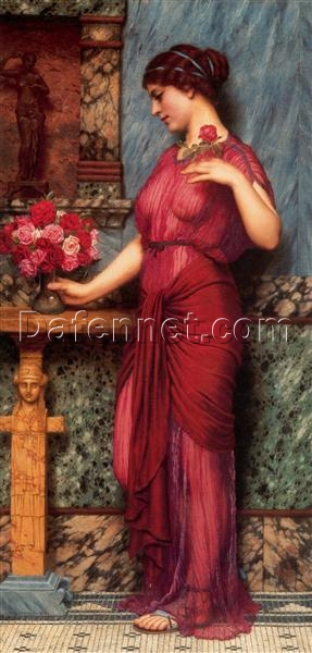 An Offering to Venus by John William Godward | 1912 Neoclassical Genre Painting | Oil on Canvas