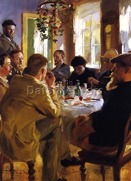 Artists’ Luncheon in Skagen by Peder Severin Kroyer – 1883 Realism Genre Painting Reproduction