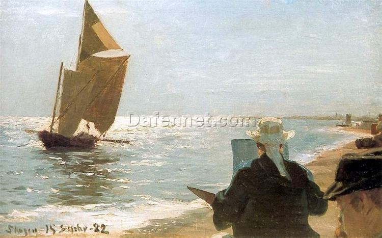 Peder Severin Kroyer – 1882 “Artists on the Beach” Impressionism Genre Art | Oil Painting Reproduction