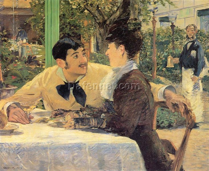 Oil Painting Inspired by Edouard Manet: At Father Lathuille’s (Chez le Père Lathuille) 1879 on Canvas