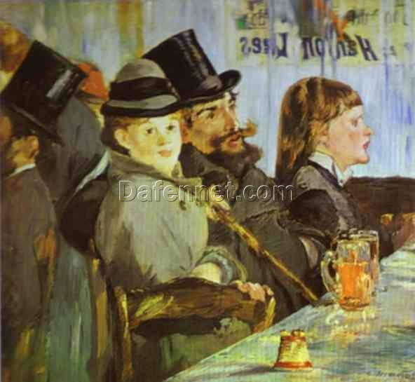 Oil Painting Inspired by Edouard Manet: At the Café (1878) Genre Painting on Canvas