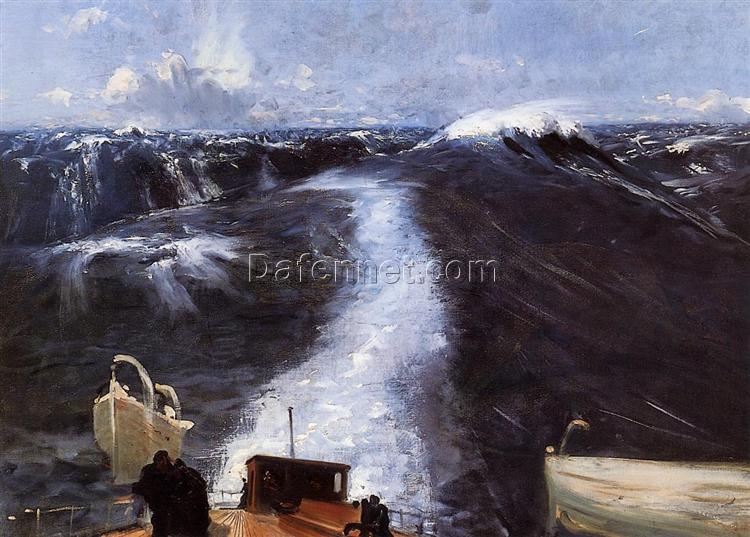 Oil Painting Inspired by John Singer Sargent’s Atlantic Storm – Dramatic Marina Art on Canvas