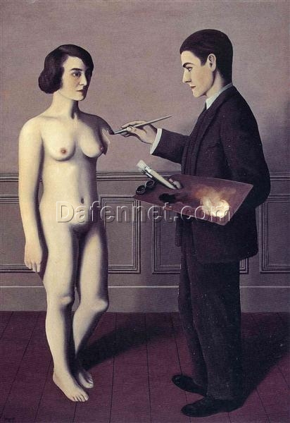 Attempting the Impossible Inspired by René Magritte – 1928 Surrealist Symbolic Oil Painting, Canvas (105.6×81 cm)