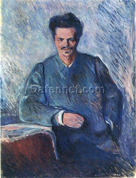 Edvard Munch ‘August Strindberg’ Expressionist Portrait – Custom Oil Painting Reproduction on Canvas