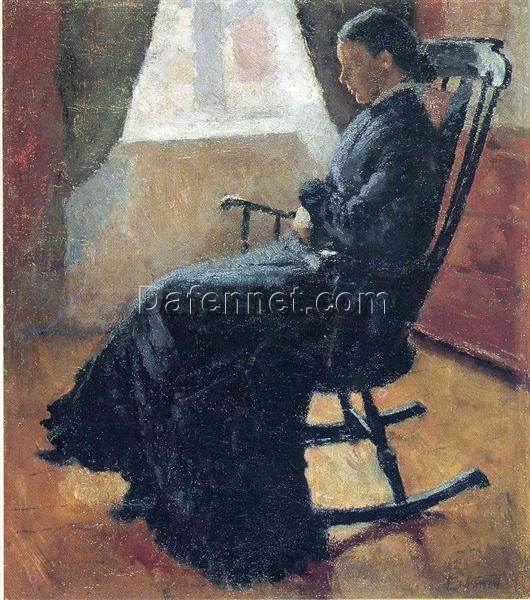 Aunt Karen in the Rocking Chair by Edvard Munch – Early Realist Oil Painting Reproduction