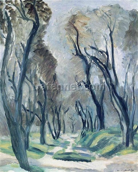 Henri Matisse Inspired Landscape – Avenue of Olive Trees (1920) – Post-Impressionist Oil Painting