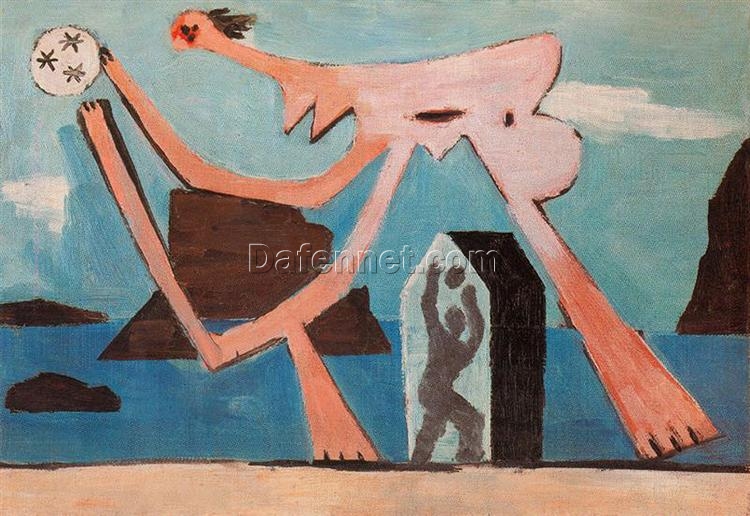 Oil Painting Inspired by Picasso’s Surrealist Period – ‘Ballplayers on the Beach’ (1928) Genre Art on Canvas