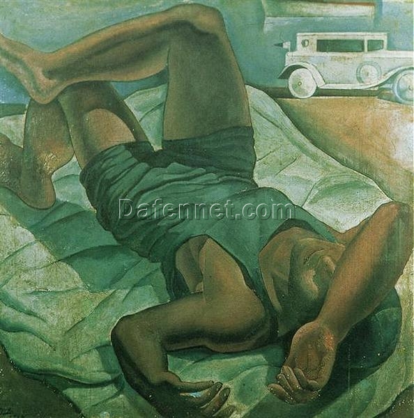 Bather – Cubism and Expressionism Oil Painting Inspired by Salvador Dali, Genre Painting