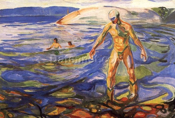 Bathing Man by Edvard Munch – 1918 Expressionist Oil Painting