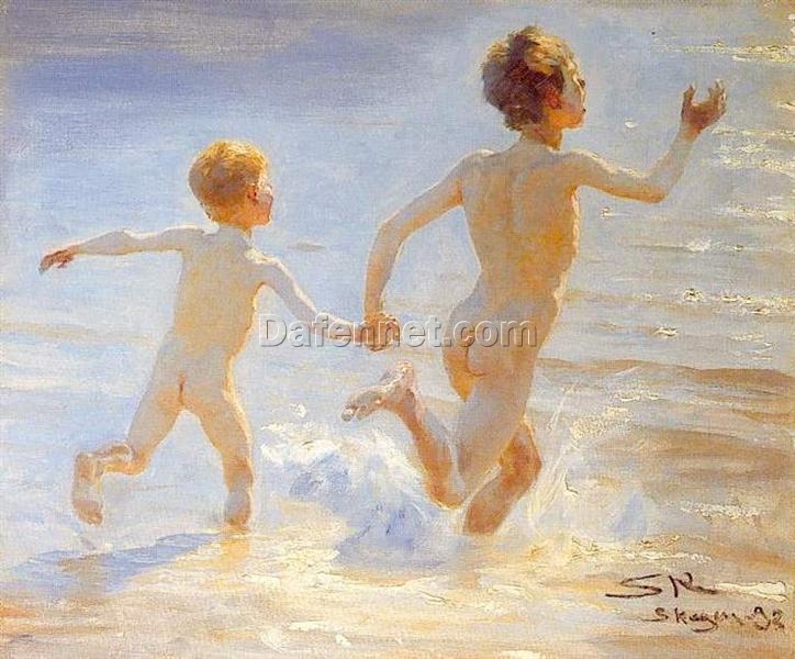 Peder Severin Kroyer – 1892 “Beach of Skagen” | Impressionist Oil Painting Reproduction