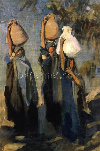 John Singer Sargent ‘Bedouin Women Carrying Water Jars’ Impressionism Genre Painting – Fine Art Reproduction on Canvas