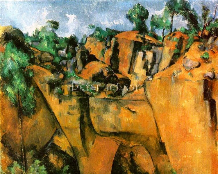 Bibemus Quarry” – 1900 Cézanne Landscape Painting in Cubist Style, Oil on Canvas