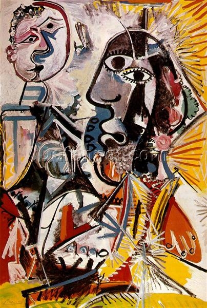 Oil Painting Inspired by Picasso’s Expressionism and Surrealism – ‘Big Heads’ (Grandes têtes) (1969) Genre Art on Canvas