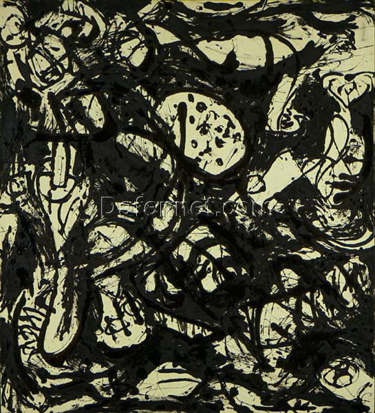 Inspired by Jackson Pollock’s Black & White (Number 20) – Large Abstract Action Painting Oil on Canvas (162.56 x 145.26 cm)