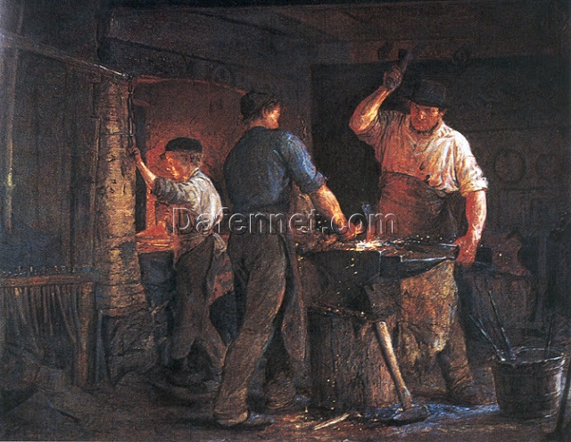 Blacksmith at Hornbaek by Peder Severin Kroyer – 1875 Realism Oil Painting Reproduction