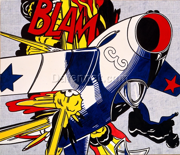 Roy Lichtenstein ‘Blam’ Pop Art Oil Painting – Customizable Canvas Art for Modern Interiors