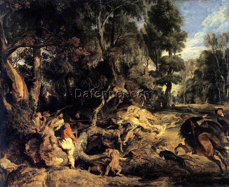 Boar Hunt – Baroque Oil Painting by Peter Paul Rubens