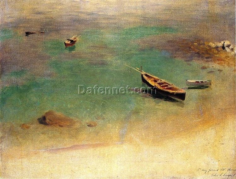 Boat in the Waters off Capri by Sargent – Handcrafted Impressionist Maritime Art Reproduction