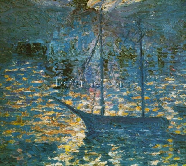 Impressionism-Inspired Boat by Salvador Dalí – Early 20th Century Marina Painting