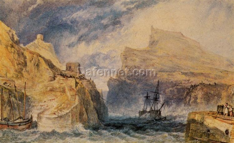 J.M.W. Turner Watercolor – Boscastle, Cornwall, Romantic Landscape