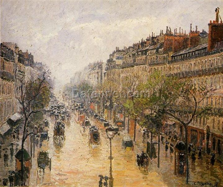 Boulevard Montmartre Spring Rain” by Camille Pissarro – Oil on Canvas, 1897