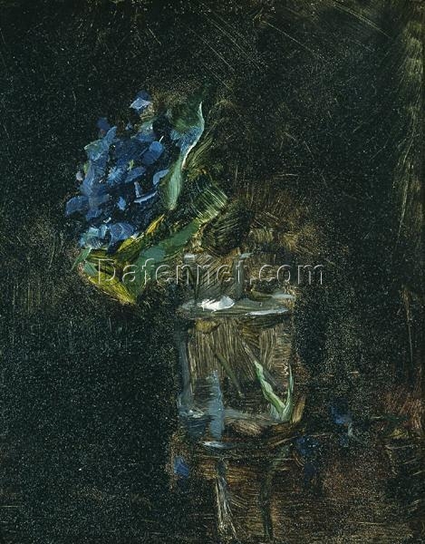 Post-Impressionist Still Life: Bouquet of Violets in a Vase by Henri de Toulouse-Lautrec – 1882 Oil on Panel