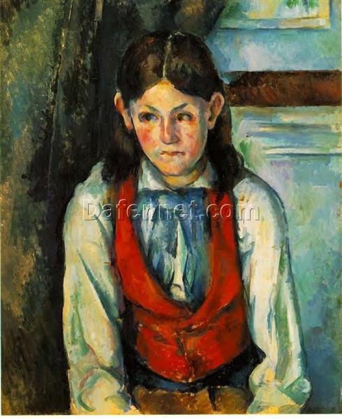 Boy in a Red Vest” (1890) – Post-Impressionist Oil Painting by Paul Cézanne