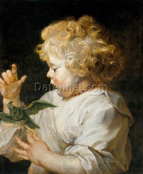 Boy with Bird” by Peter Paul Rubens – 17th Century Baroque Portrait Reproduction