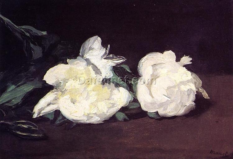 Branch of White Peonies and Secateurs – Inspired by Edouard Manet (1864) Realist Still Life Oil Painting