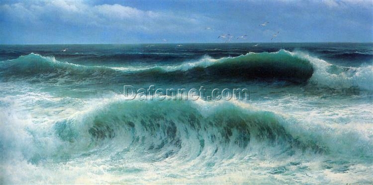 Realist Maritime Masterpiece – Breaking Waves I, c.1890 by David James, High-Quality Replica