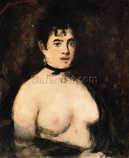 Brunette with Bare Breasts – Inspired by Edouard Manet (1872) Realist Nude Painting