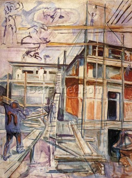 Building the Winter Studio, Ekely – Edvard Munch Expressionist Oil Painting (1929) Reproduction