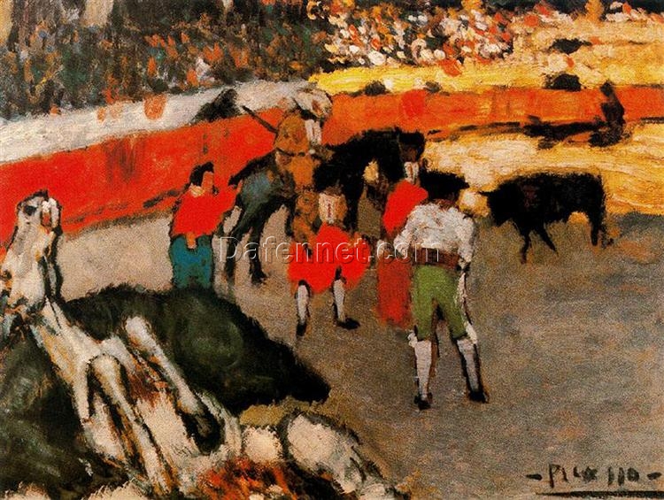 Inspired by Picasso: Bullfight Scene – 1901 Early Years Genre Oil Painting