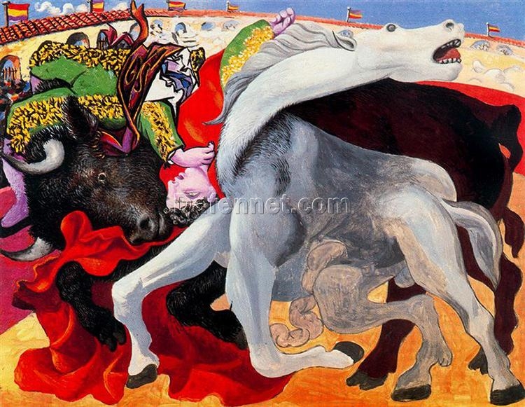 Large-Scale Surrealist Oil Painting Inspired by Picasso – ‘Bullfight, The Death of the Torero’ (c.1933)