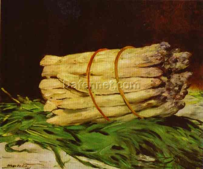 Oil Painting Inspired by Edouard Manet: Bundle of Asparagus (1880) Still Life on Canvas