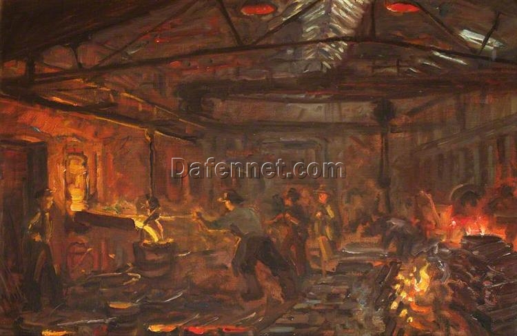 Burmeister and Wain Iron Foundry by Peder Severin Kroyer – 1885 Impressionist Genre Painting Reproduction