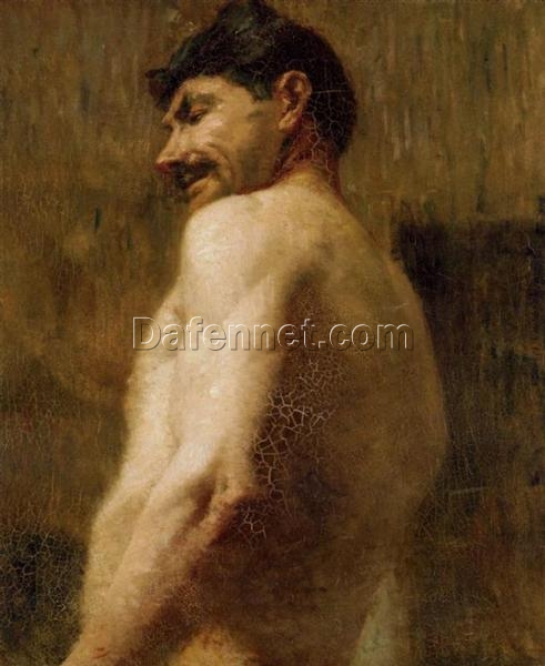 Bust of a Nude Man by Toulouse-Lautrec – 1882 Oil on Canvas Realist Artwork