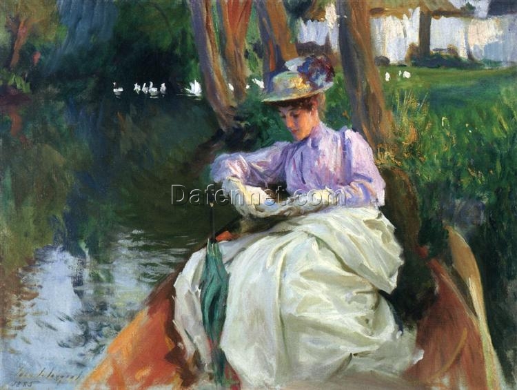 Oil Painting Inspired by John Singer Sargent’s By the River – Impressionist Genre Scene on Canvas