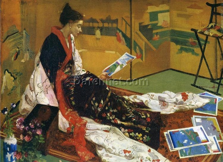 Caprice in Purple and Gold: The Golden Screen – Whistler Japonism Oil Painting, 1864