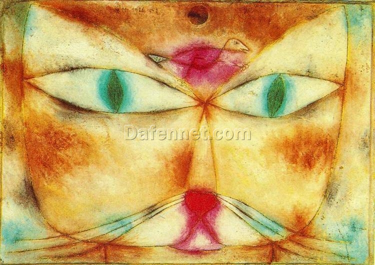 Cat and Bird by Paul Klee – Expressionist Animal Painting (1928)