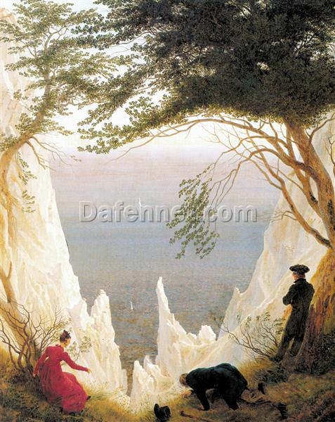 Romantic Landscape Oil Painting ‘Chalk Cliffs on Rügen’ – Caspar David Friedrich 1818-1819 Inspired Canvas Art