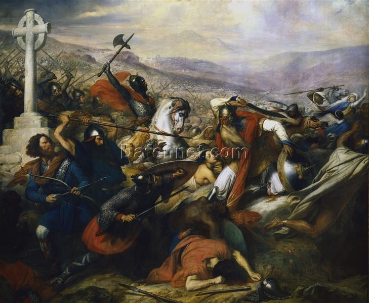 Charles de Steuben’s The Battle of Poitiers, 732 – Romanticism Historical Oil Painting Replica