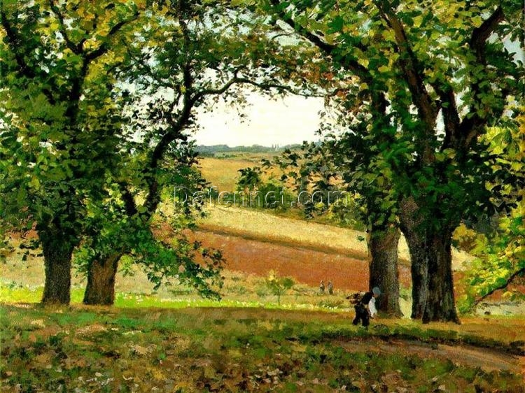 Chestnut Trees at Osny” by Camille Pissarro – French Impressionism, 1873 Landscape Oil Painting