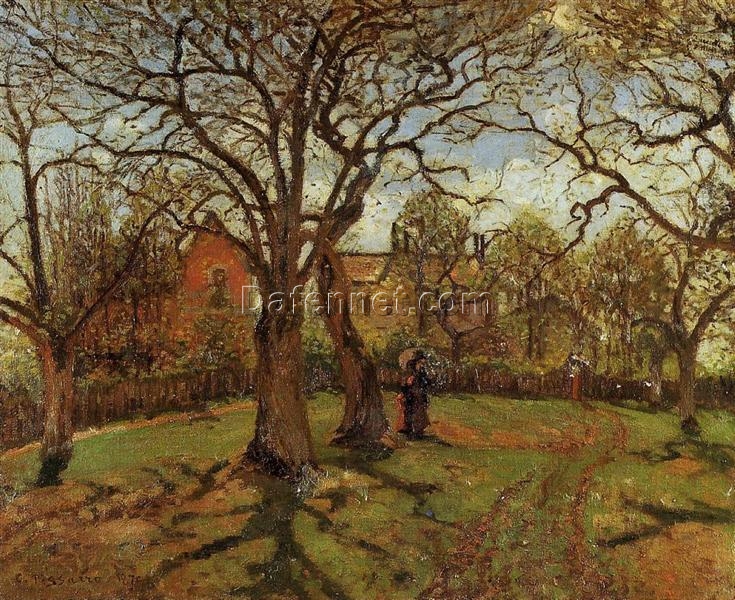 Chestnut Trees in Louveciennes, Spring” by Camille Pissarro – 1870 Oil Landscape