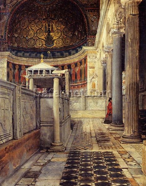 Chiesa San Clemente – Interior Oil Painting by Sir Lawrence Alma-Tadema (1863)